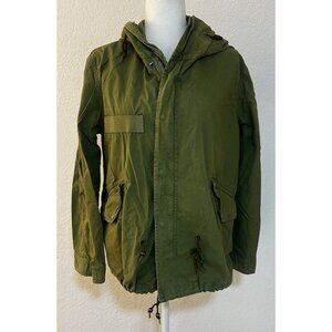 Mr & Mrs Italy Women’s Military Green Cotton Big Hoodie Parka Coat Size Small